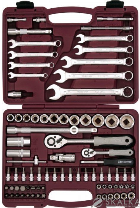 На фото Набор инструмента универсальный Thorvik 1/4", 1/2"DR, 82 предмета (UTS0082)