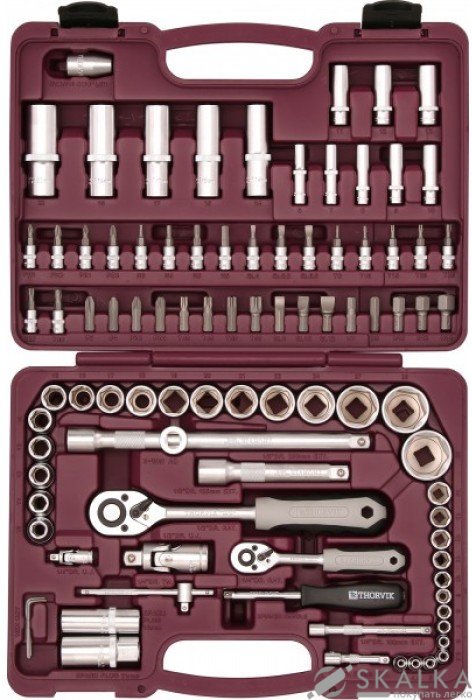 На фото Набор инструмента универсальный Thorvik 1/4", 1/2"DR, 94 предмета (UTS0094)