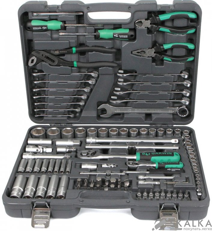 На фото Набор ручных инструментов Garwin 1/4" и 1/2" 6 граней 115 предметов (GTK-0103115)