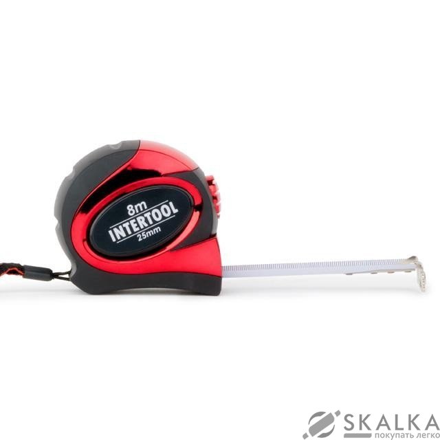 На фото Рулетка Intertool 8м*25мм с автостопом, магнит (MT-0808)