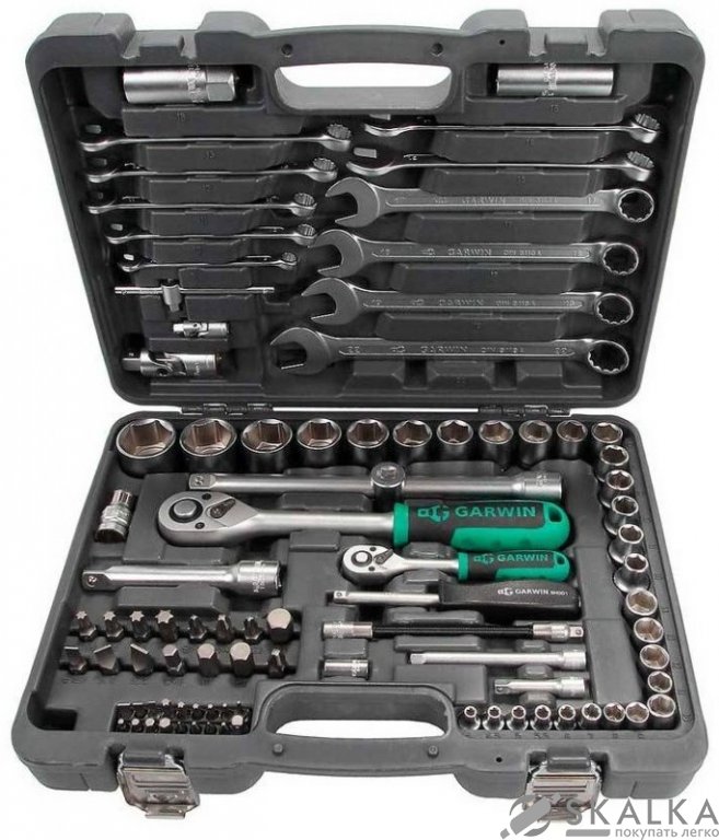 На фото Набор ручных инструментов Garwin 1/4" и 1/2" 6 граней 89 предметов (641045)