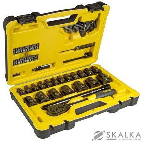 На фото Набор головок торцевых Stanley 1/4" с насадками, шестигранниками, 61 шт (STHT0-72654)