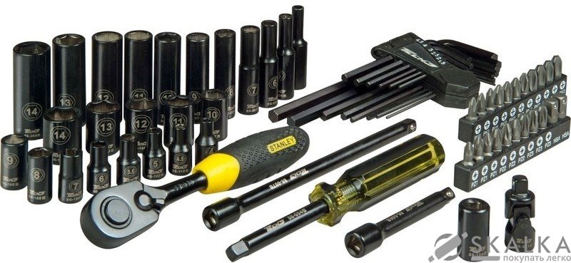 На фото Набор головок торцевых Stanley 1/4" с насадками, шестигранниками, 66 шт (STHT0-72653)