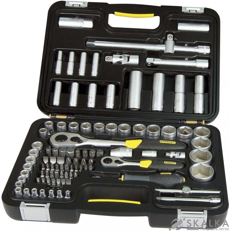На фото Набор головок торцевых Stanley Expert 1/4", 1/2" с инструментами, 96 шт (1-94-668)