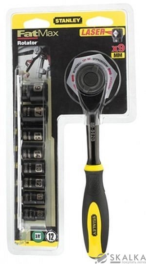 На фото Набор головок торцевых Stanley"Rotator" 3/8" с трещоткой 9 шт (0-94-606)