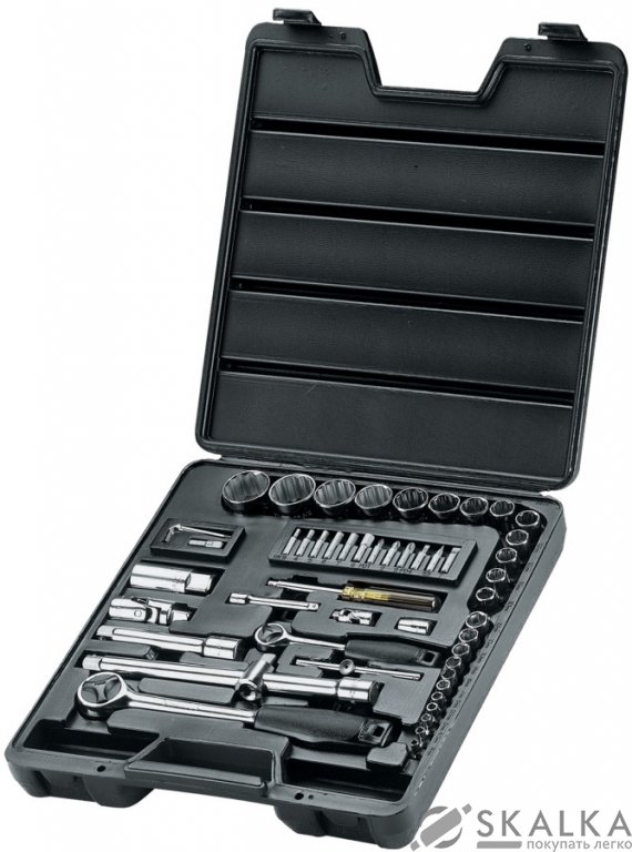 На фото Набор головок торцевых Stanley 1/4", 1/2" с инструментами, 52 шт (1-86-789)