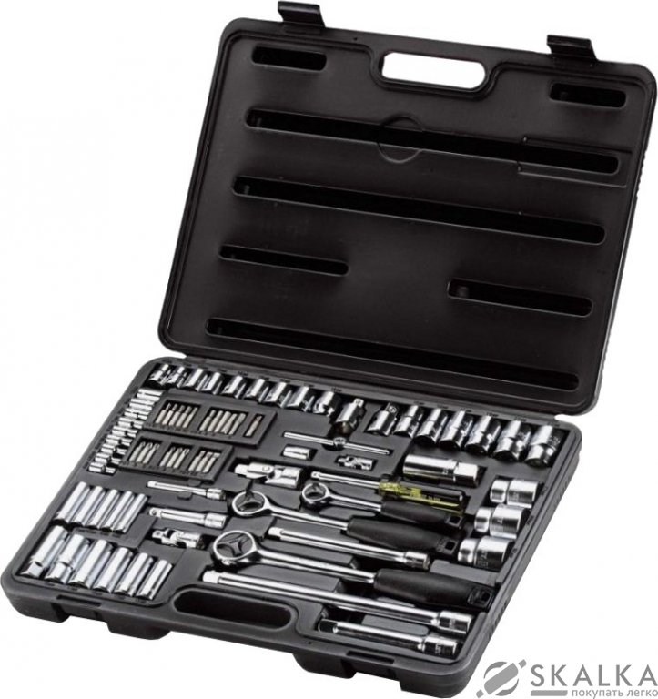 На фото Набор головок торцевых Stanley 1/4", 3/8", 1/2" с инструментами, 75 шт (1-87-193)