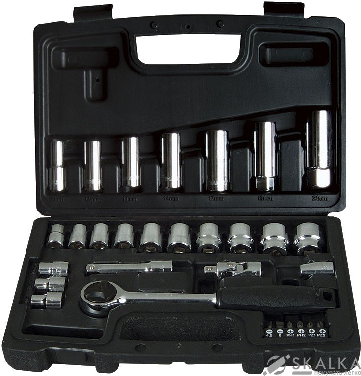 На фото Набор головок торцевых Stanley 3/8" с инструментами, 30 шт (1-94-652)