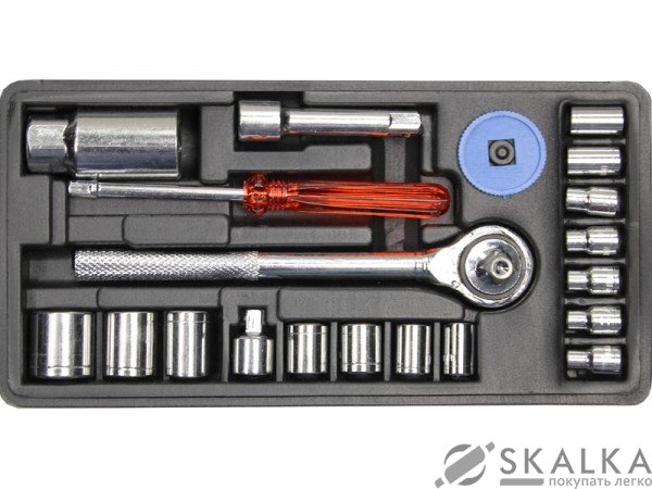 На фото Набор головок торцевых Vorel 1/4", 3/8" с инструментами 20 шт (58210)