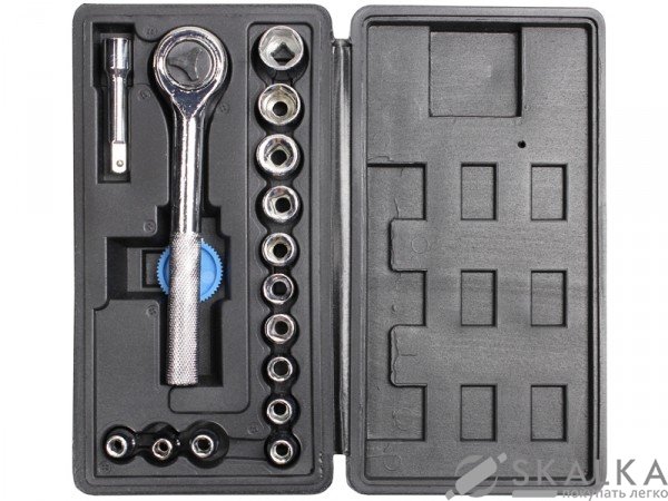 Набор головок торцевых Vorel 1/4", М4-13 мм с трещоткой 16 шт (58160) На фото Набор головок торцевых Vorel 1/4", М4-13 мм с трещоткой 16 шт (58160)