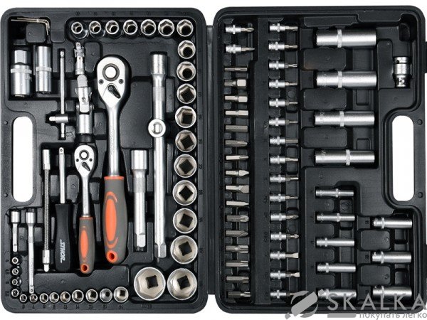 На фото Набор головок торцевых, насадок Sthor 1/2" с инструментами 94 шт (58687)