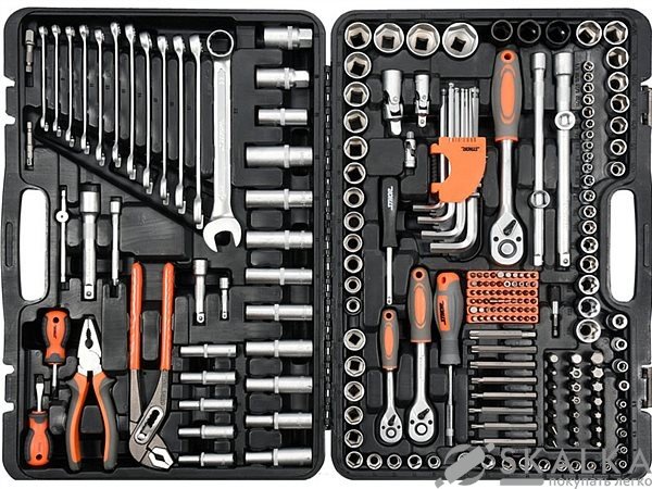 Набор головок торцевых, насадок Sthor 1/2", 3/8", 1/4" с инструментами 225 шт (58693) На фото Набор головок торцевых, насадок Sthor 1/2", 3/8", 1/4" с инструментами 225 шт (58693)