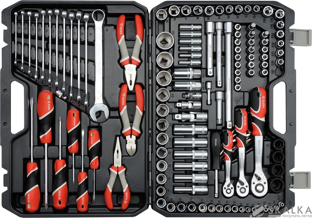 Набор головок торцевых Yato 1/2", 3/8", 1/4" с инструментами, насадками 129 шт (YT-38881) На фото Набор головок торцевых Yato 1/2", 3/8", 1/4" с инструментами, насадками 129 шт (YT-38881)