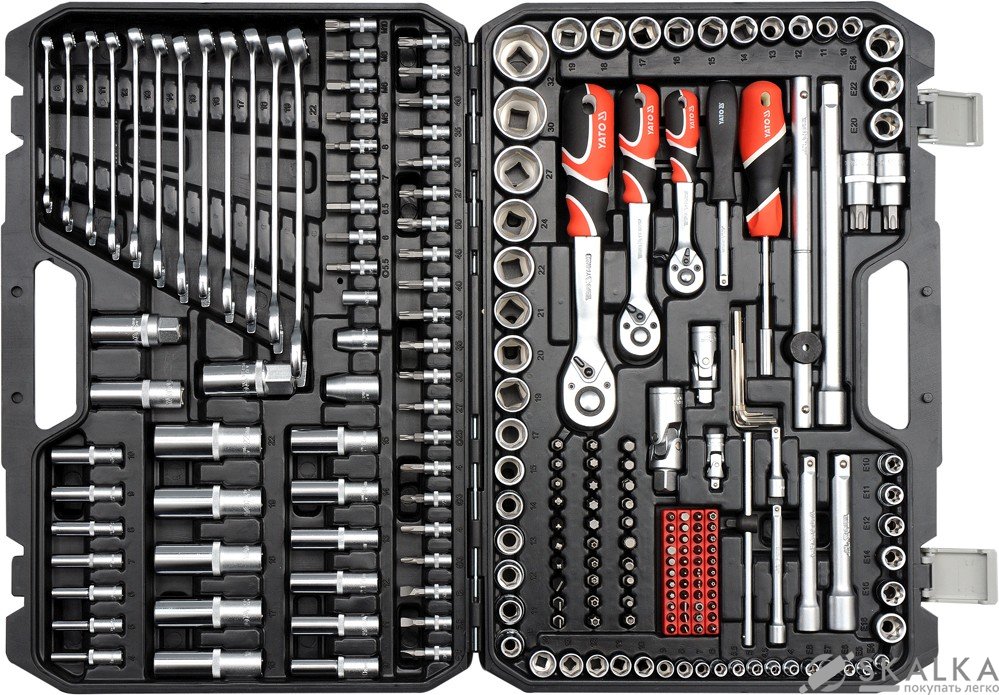 Набор головок торцевых Yato 1/2", 3/8", 1/4" с инструментами, насадками 216 шт (YT-38841) На фото Набор головок торцевых Yato 1/2", 3/8", 1/4" с инструментами, насадками 216 шт (YT-38841)