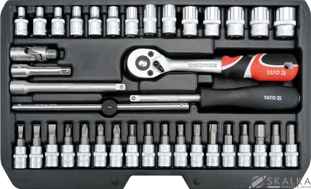 Набор головок торцевых Yato 1/4", М4-13 с инструментами 38 шт (YT-14471) На фото Набор головок торцевых Yato 1/4", М4-13 с инструментами 38 шт (YT-14471)