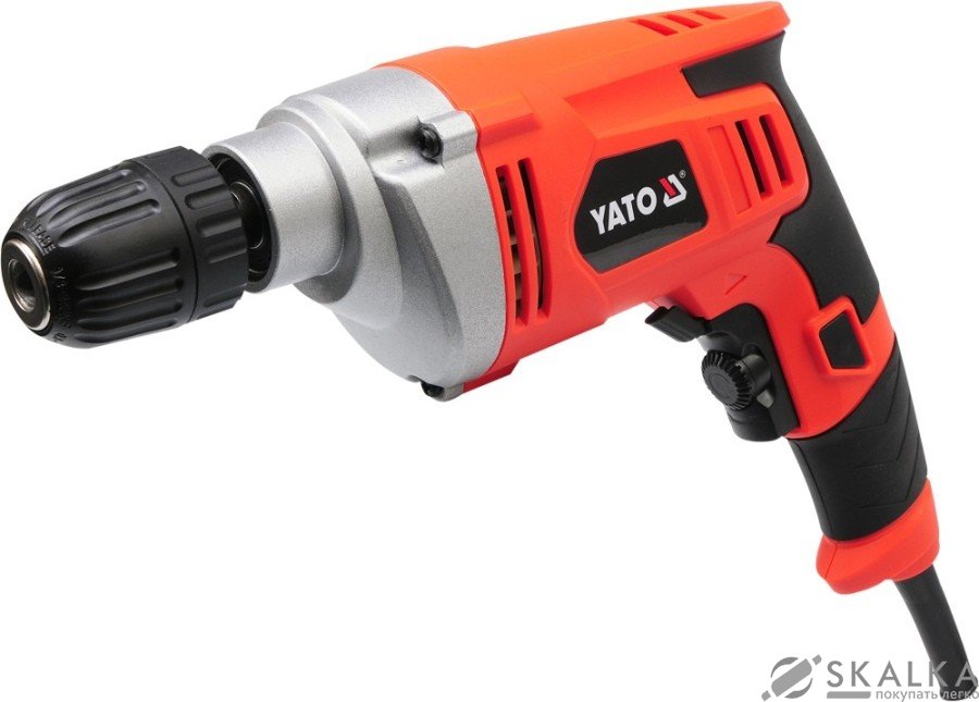 На фото Дрель сетевая YATO 550 Вт, самозажимной патрон 10 мм (YT-82050)