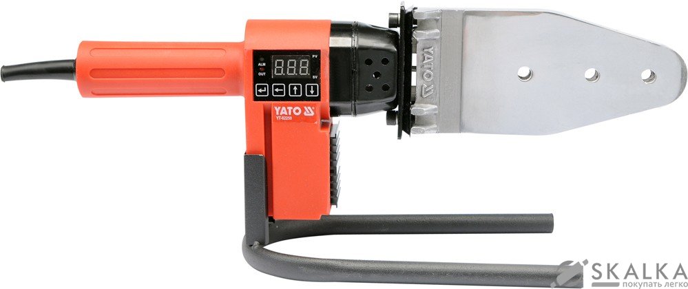 На фото Паяльник для пайки PVC труб YATO 850 Вт, 16-63 мм с 7 адаптерами (YT-82250)