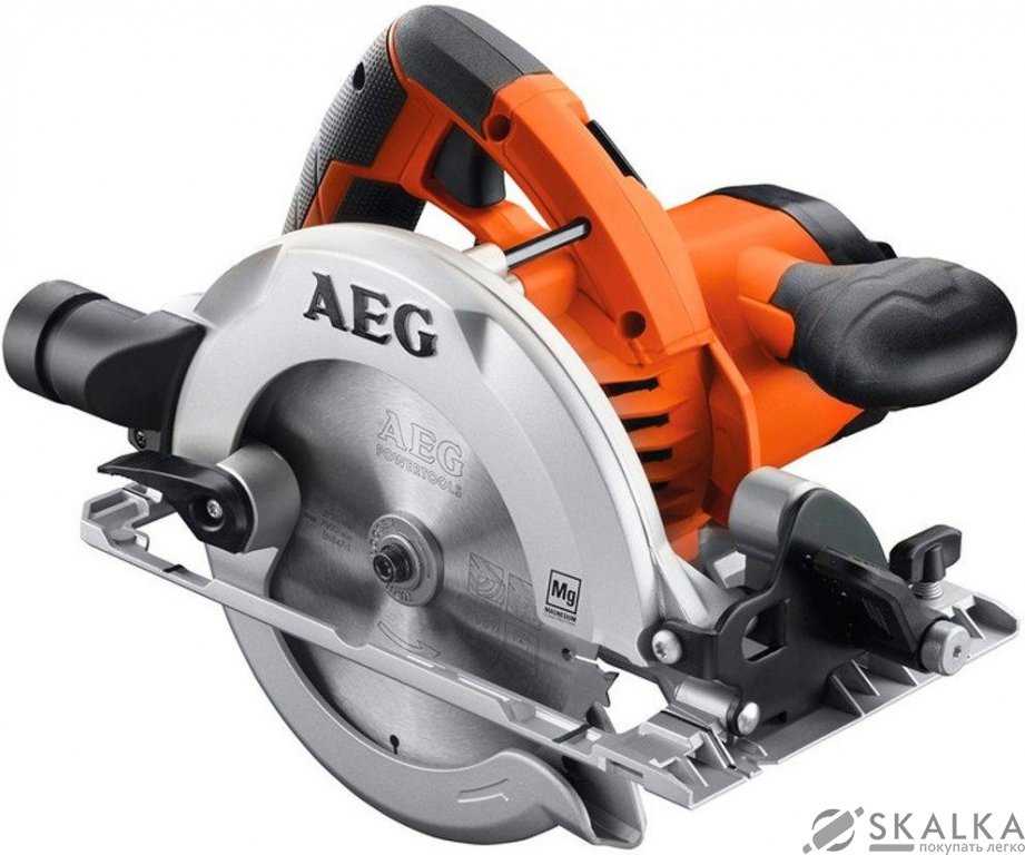 На фото Пила дисковая AEG 1.2 кВт, 165/20 мм, угол 50°, глубина 54 мм в сумке (KS55-2)