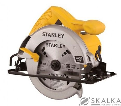 На фото Пила дисковая STANLEY 1600 Вт, 185х16 мм, угол 0-45° - 62-46 мм DW (STSC1618-RU)