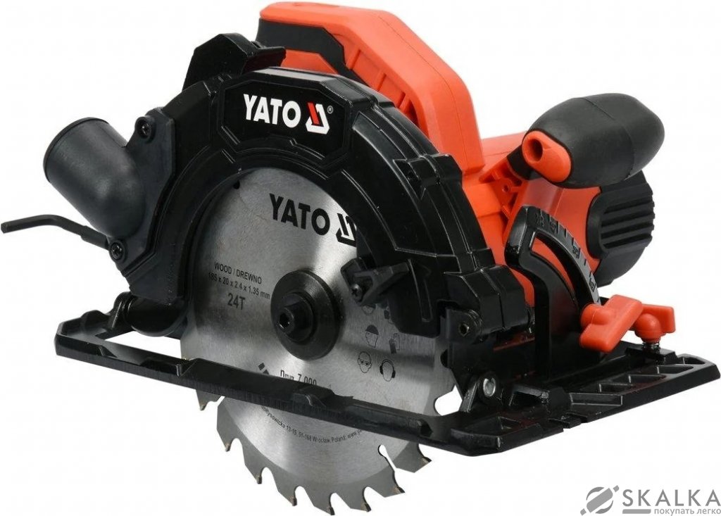На фото Пила дисковая YATO 1.5 кВт, 185х30 мм, угол 0-45° (YT-82151)