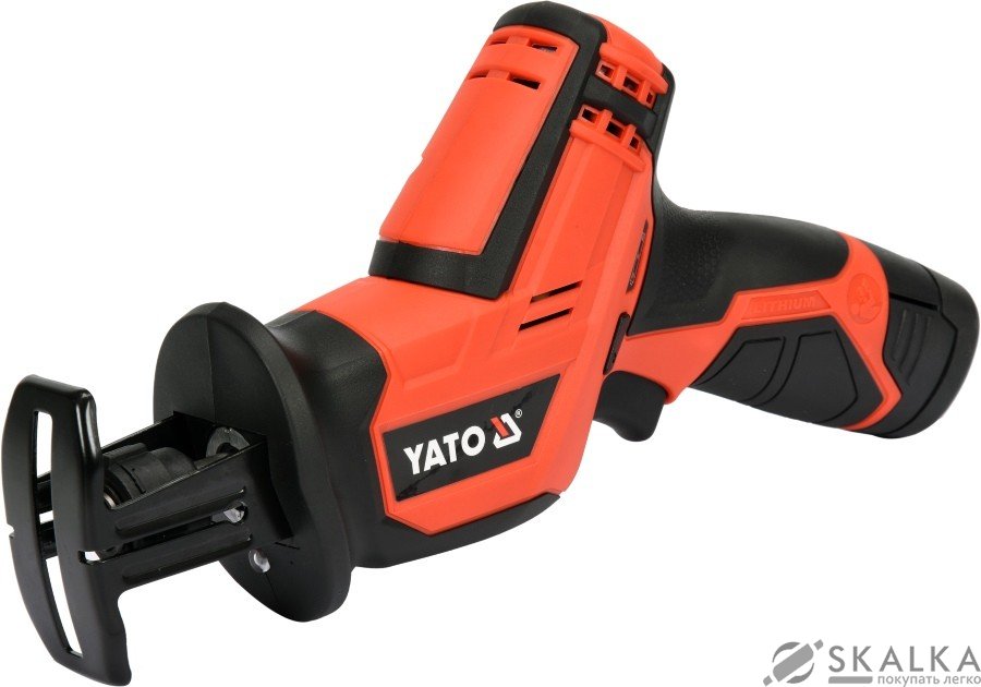 Сабельная пила аккумуляторная YATO Li-Ion 12 В, 2 Ач, ход полотна 12.7 мм + 2 полотна (YT-82904) На фото Сабельная пила аккумуляторная YATO Li-Ion 12 В, 2 Ач, ход полотна 12.7 мм + 2 полотна (YT-82904)