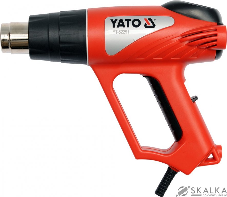 На фото Строительный фен YATO 2000 Вт, 350/ 550 °C, 500 л/мин + 6 аксессуары (YT-82291)