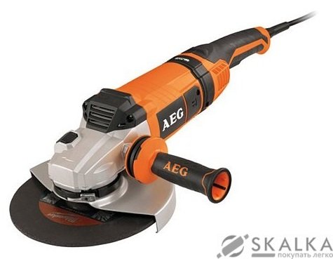 На фото Болгарка AEG 2400 Вт, 230 мм, 6600 об/мин, ручка 180° в кейсе (WS24-230GV)