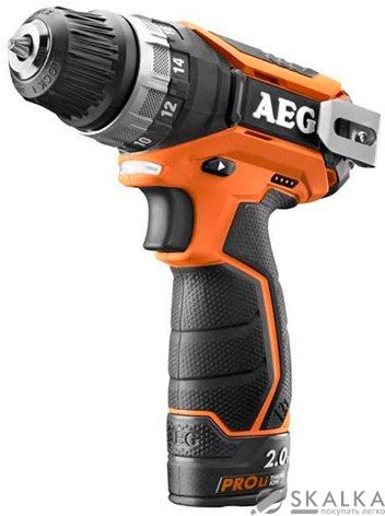 На фото Шуруповерт аккумуляторный AEG Li-ion 12 В, 1.5 Ач, 34 Нм, патрон 10 мм, 2 батареи (BS12C2LI-152B)