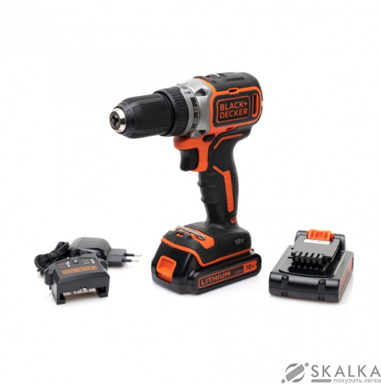 На фото Шуруповерт бесщеточный аккумуляторный B & D Li-ion 18 В, 1.5 Ач, 10 мм DW (BL186KB-QW)