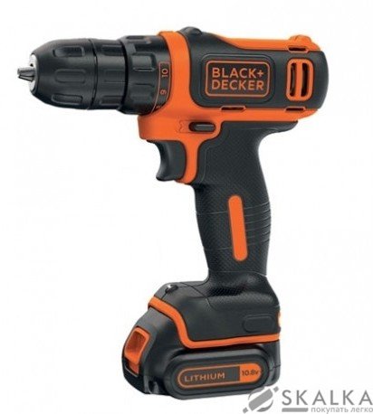 На фото Шуруповерт дрель аккумуляторный B & D Li-ion 10.8 В, 1.5 Ач, 250 Вт, 550 об/мин, 26 Нм (BDCDD12B-QW)