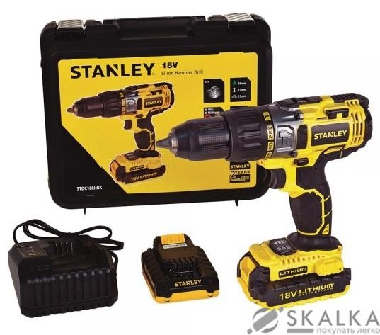 Шуруповерт дрель ударный STANLEY 18 V в кейсе, 2 Li-ion патрон 13 мм (SCH201D2K-RU) На фото Шуруповерт дрель ударный STANLEY 18 V в кейсе, 2 Li-ion патрон 13 мм (SCH201D2K-RU)