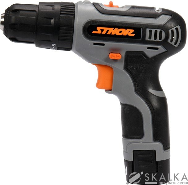 На фото Шуруповерт дрель с ударом STHOR 12В, Li-ion 1.5 Ач, КМ-24 Nm, патрон 10 мм DW (78110)