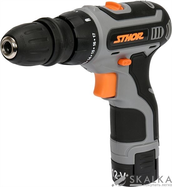 На фото Шуруповерт дрель со сменным патроном STHOR 12 В Li-ion 1.5 Ач, КМ-24 Nm, патрон 10 мм DW (78105)