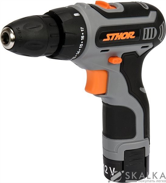 На фото Шуруповерт дрель аккумуляторный STHOR 12 В, Li-ion 1.5 Ач, КМ-24 Nm, патрон 10 мм DW (78101)