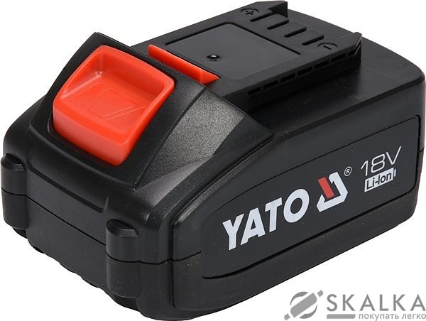На фото Аккумулятор Li-ion YATO 18 В, 3.0 Ач, продолжительность заряда 1.5 часа (YT-82843)