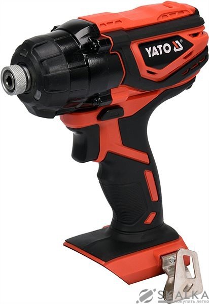 На фото Шуруповерт ударный аккумуляторный YATO 18 В, 160 Нм, 1/4", без аккумулятора (YT-82801)
