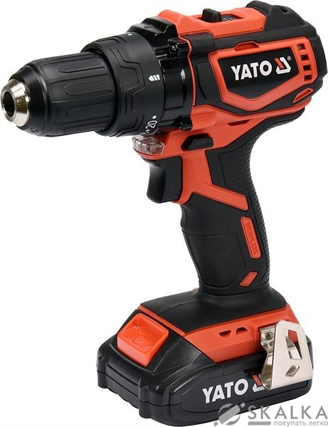 На фото Шуруповерт дрель бесщеточный YATO Li-ion 18 В, 42 Нм, 2 Ач, патрон 13 мм (YT-82794)