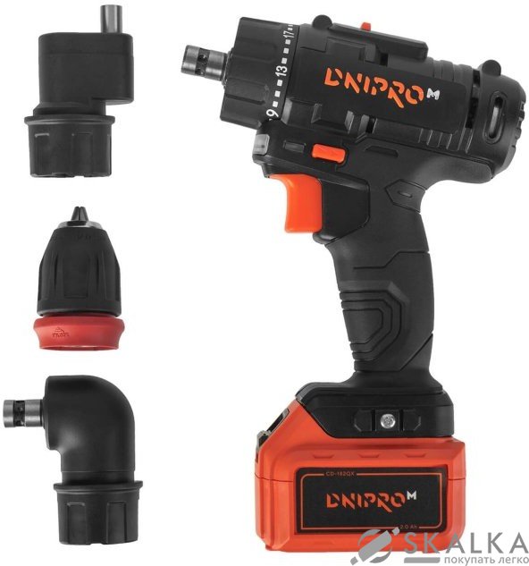 На фото Аккумуляторная дрель шуруповерт Dnipro-M CD-182QX (82368000)