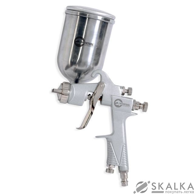На фото Краскораспылитель Intertool HP STEEL 1.0мм, 400мл, три регулировки (PT-0201)