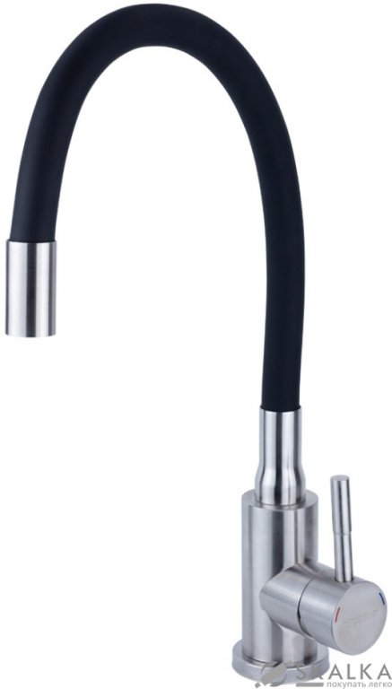 Смеситель для кухни Aquatica KT D35 гусак силиконовый на гайке SS (KT-4B570P) На фото Смеситель для кухни Aquatica KT D35 гусак силиконовый на гайке SS (KT-4B570P)