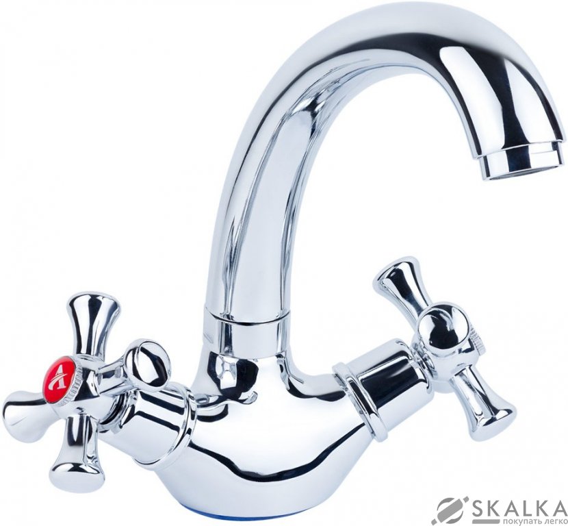 На фото Смеситель для кухни Aquatica PL 1/2" гусак короткий ухо на гайке (PL-4B355C)