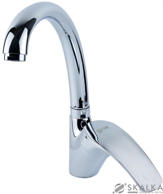 На фото Смеситель для кухни Tau SD D40 гусак ухо лат. шток на гайке (SD-4B443C)
