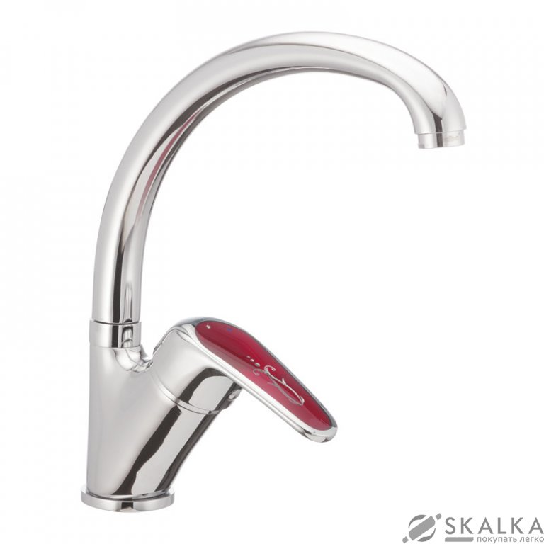 На фото Смеситель для кухни Haiba MAGIC 777 с красной ручкой (HB0680)