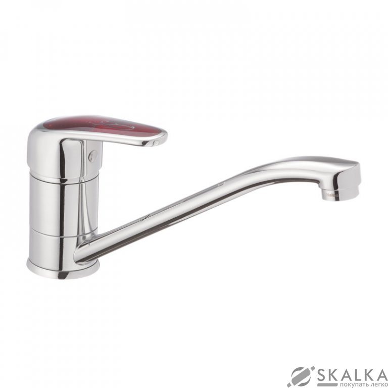 На фото Смеситель для кухни Haiba MAGIC 004 с красной ручкой (HB0688)