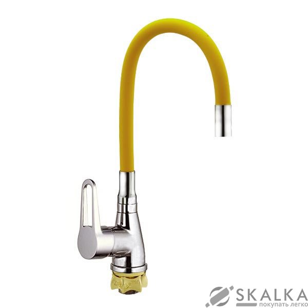 Смеситель для кухни ZERIX SOP7 146 с желтым гибким изливом (ZX2661) На фото Смеситель для кухни ZERIX SOP7 146 с желтым гибким изливом (ZX2661)