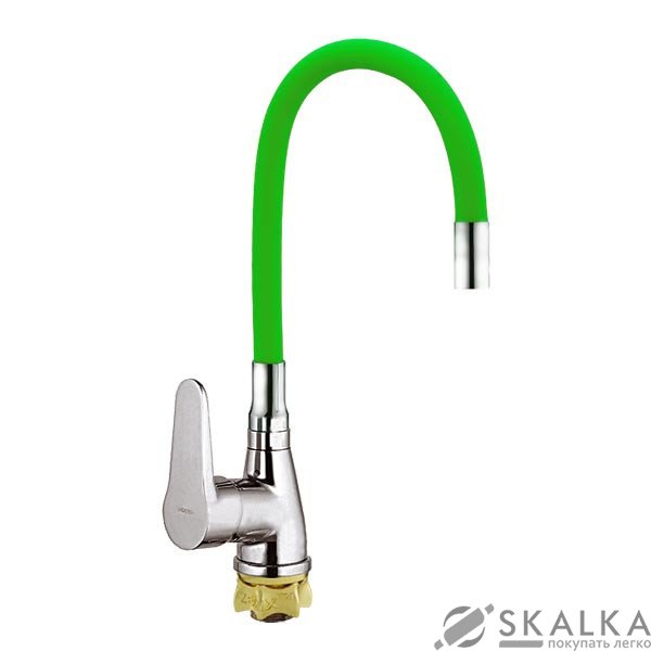 Смеситель для кухни ZERIX SOP7 045 с зеленым гибким изливом (ZX2664) На фото Смеситель для кухни ZERIX SOP7 045 с зеленым гибким изливом (ZX2664)