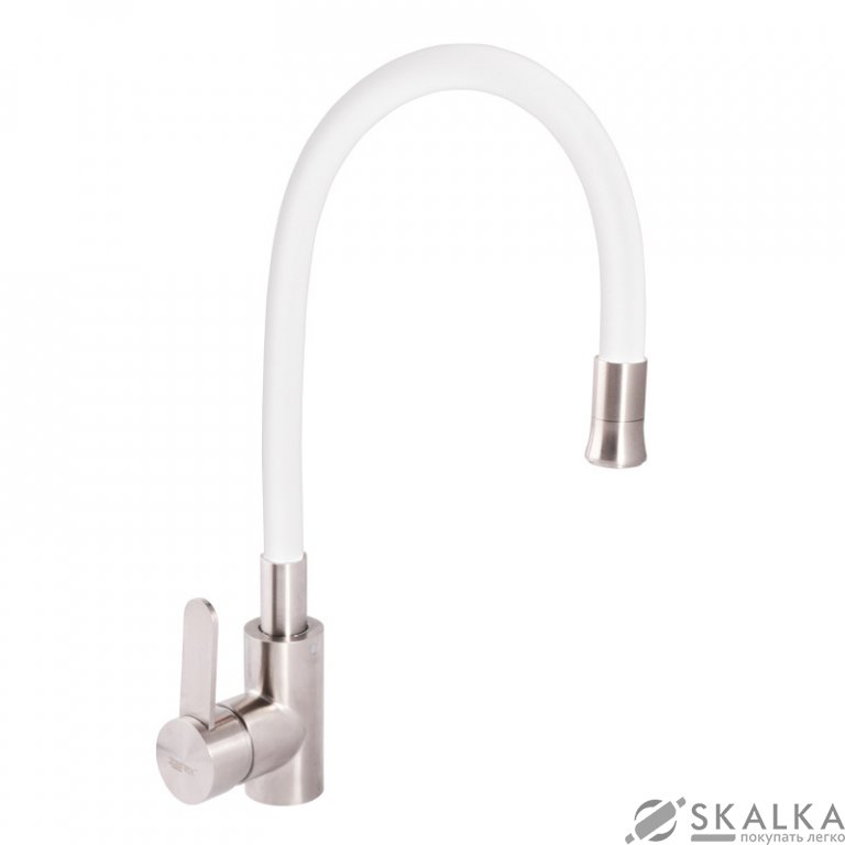 Смеситель для кухни ZERIX LR74004-3 с белым гибким изливом (LL1203) На фото Смеситель для кухни ZERIX LR74004-3 с белым гибким изливом (LL1203)