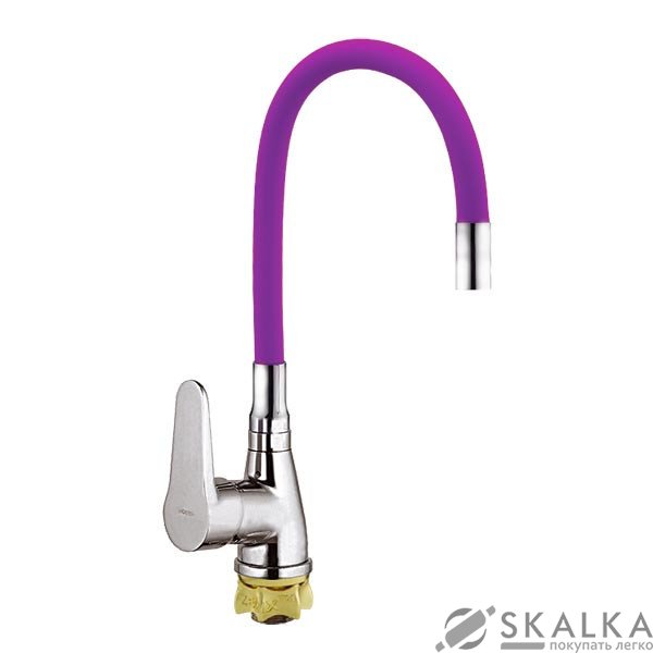 На фото Смеситель для кухни ZERIX SOP7 045 с фиолетовым гибким изливом (ZX2666)
