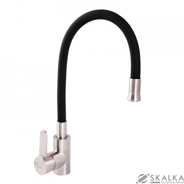 Смеситель для кухни ZERIX LR74004-2 с черным гибким изливом (LL1202) На фото Смеситель для кухни ZERIX LR74004-2 с черным гибким изливом (LL1202)