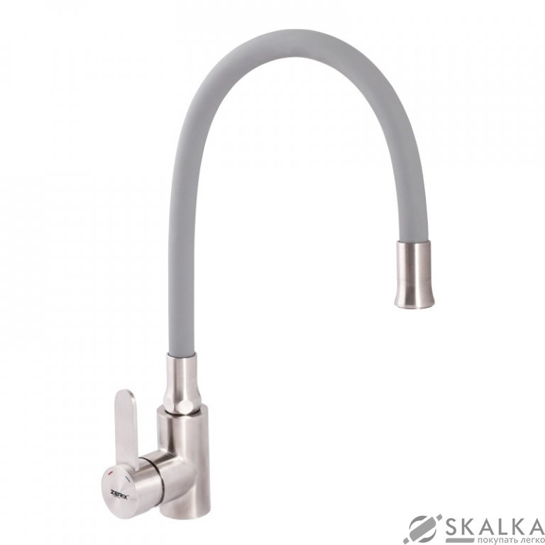 На фото Смеситель для кухни ZERIX LR74004-9 с серым гибким изливом (LL1204)